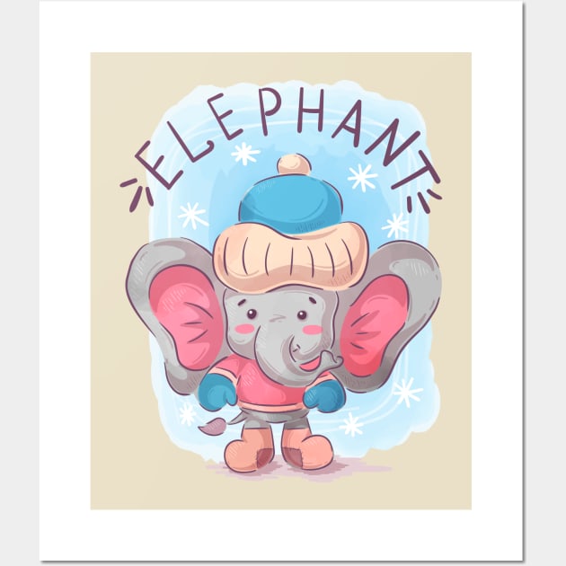 elephant cartoon Wall Art by Mako Design 